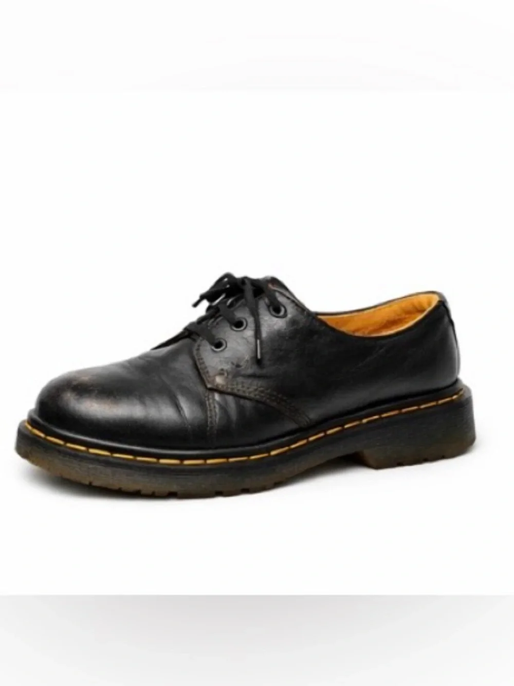 Vtg Dr. Martens 1461  Rare Wavy Tactical Sole MIE Black Grained Leather Oxfords